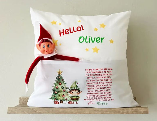 Naughty Elf Christmas Cushion Cover