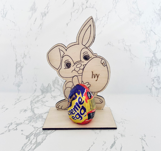 Personalised Wooden Easter Bunny Egg holder (1 Name)