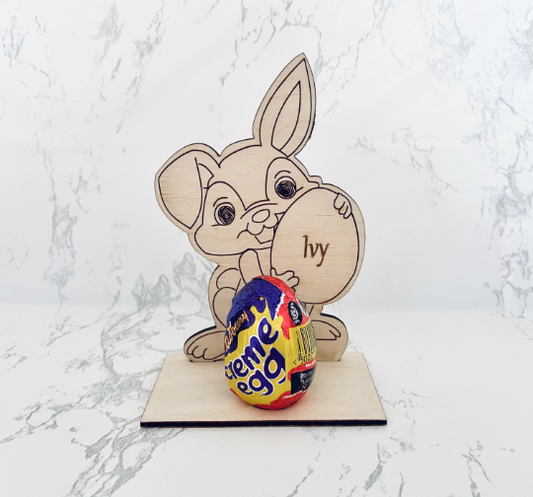 Personalised Wooden Easter Bunny Egg holder (1 Name)