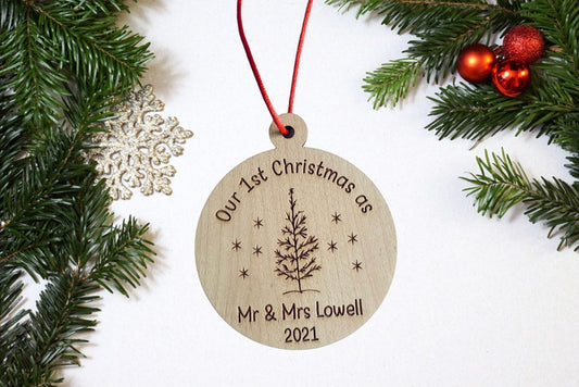 Personalised Mr & Mrs Christmas Bauble