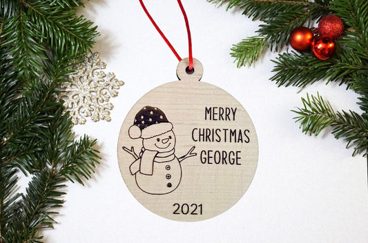 Personalised Snowman Christmas Bauble