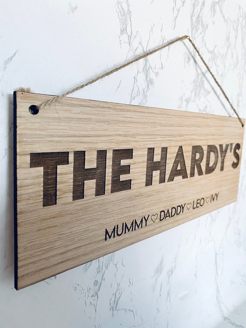 Wooden Family Name Hanging Sign